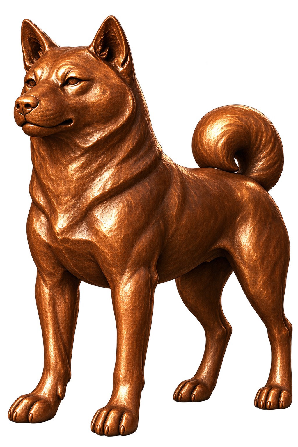 Copper Inu — a polished copper Shiba Inu statue